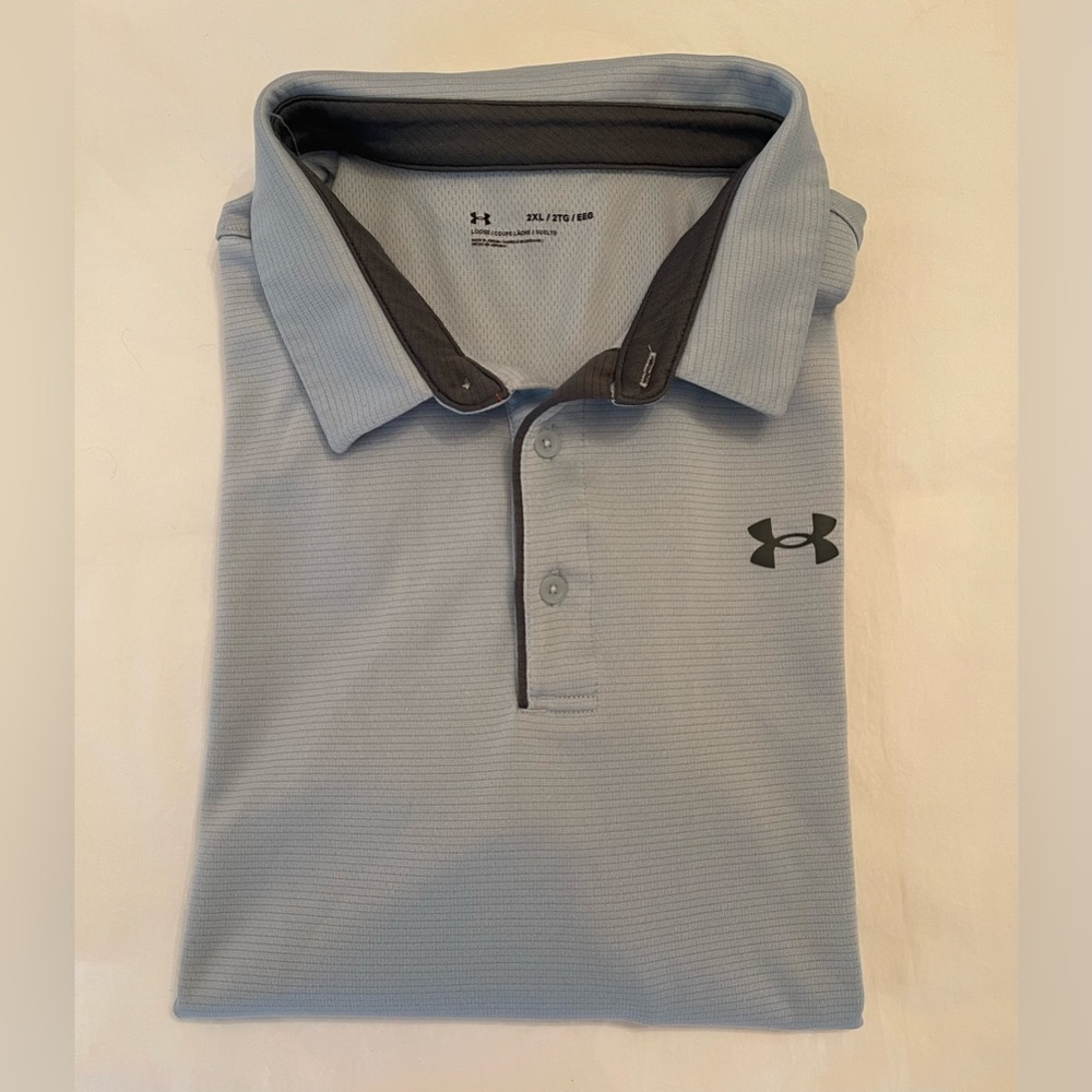 Under Armour Men’s “Title” Polo in Ice Blue